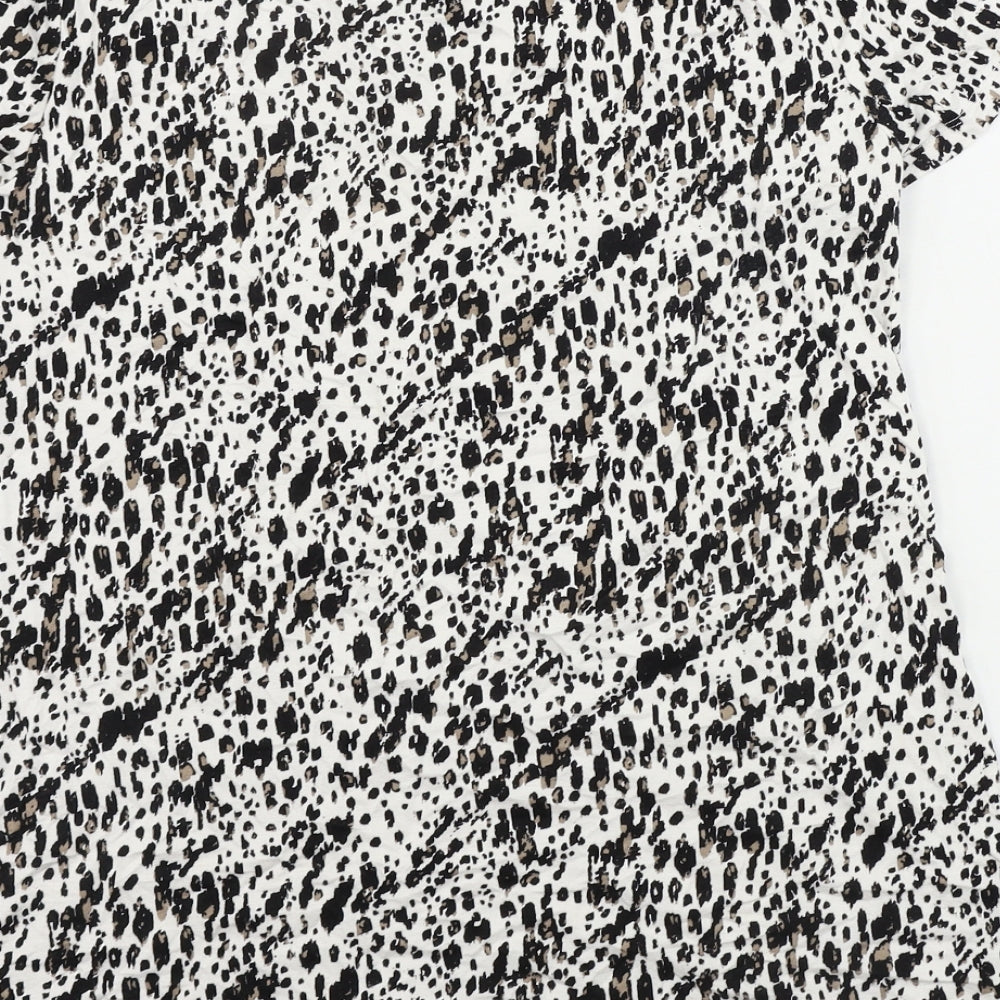 Peacocks Womens White Animal Print Basic T-Shirt Size 12