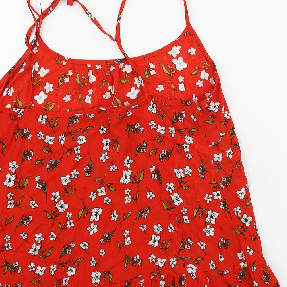 F&F Womens Red Floral Basic Blouse Size 10