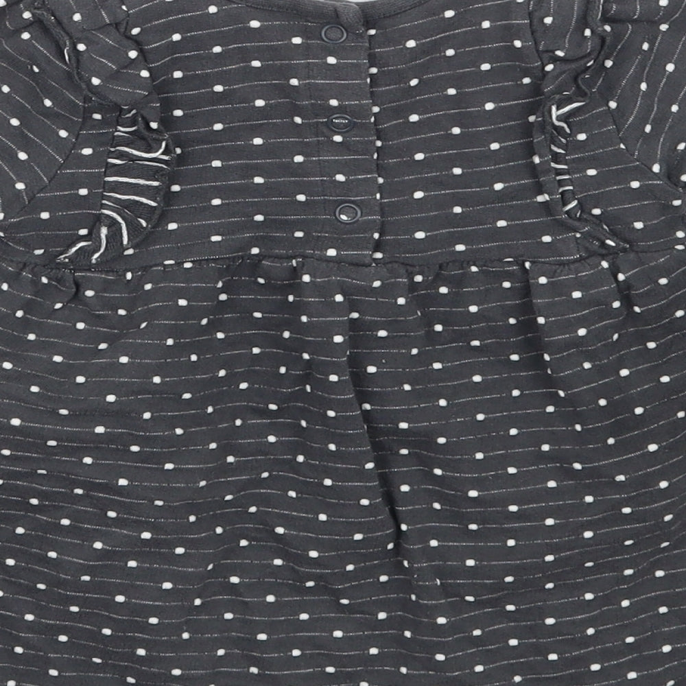 George Girls Grey Polka Dot Basic T-Shirt Size 6-9 Months