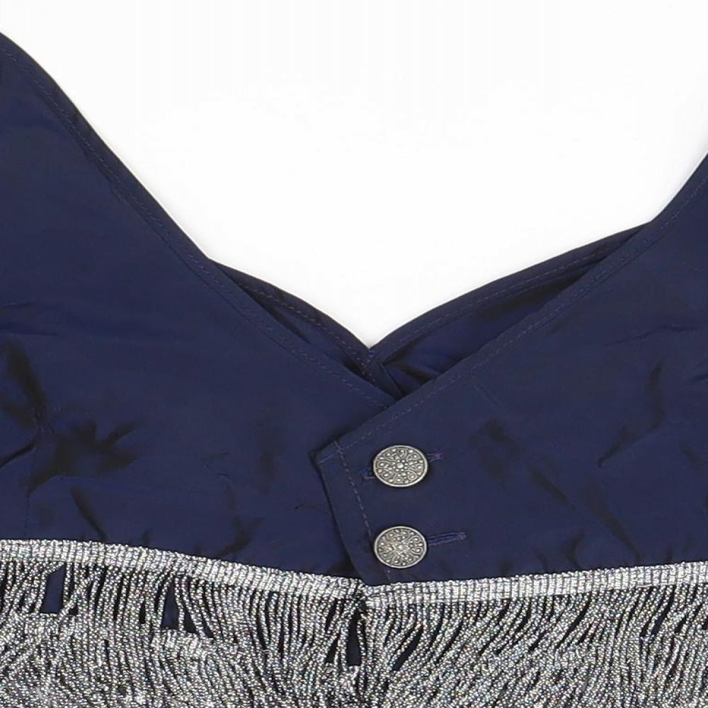 Wallis Womens Blue Cropped Blouse Size 8