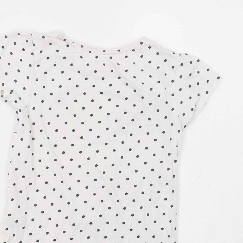 Primark Girls White Polka Dot Basic T-Shirt Size 4-5 Years - J'adore