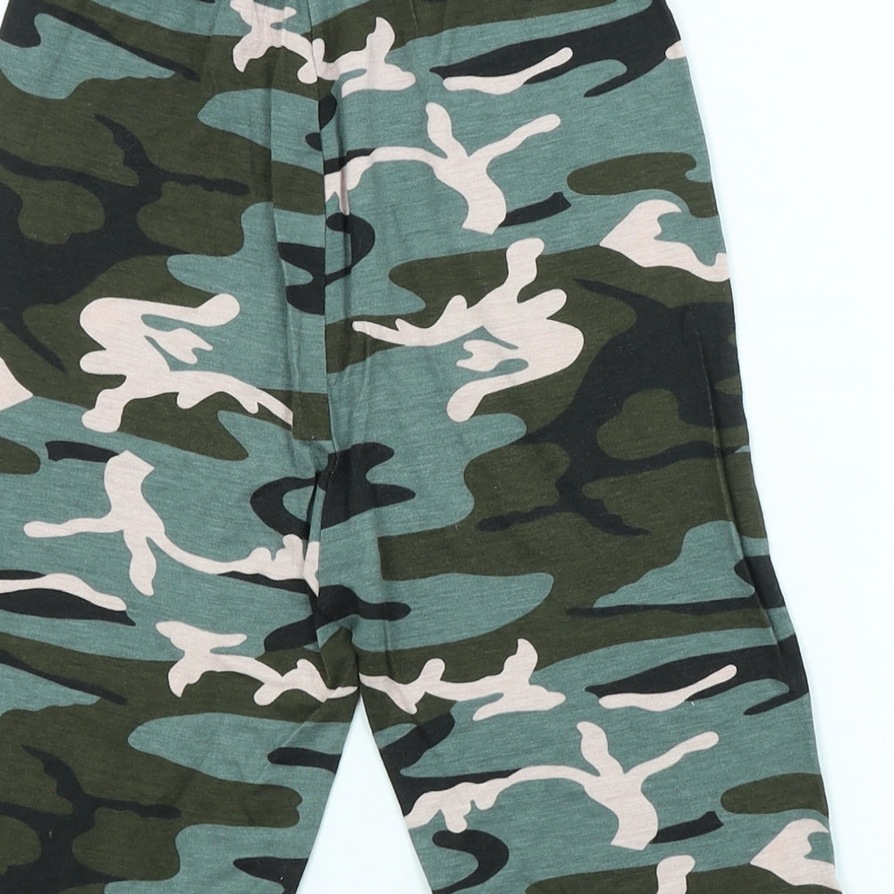 PRETTYLITTLETHING Womens Green Camouflage Cropped Leggings Size 4
