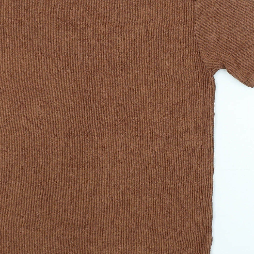 PRETTYLITTLETHING Womens Brown Striped Pullover Jumper Size S