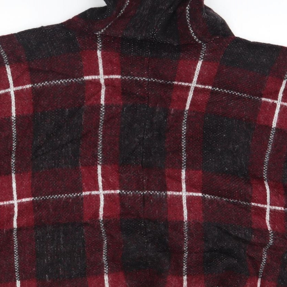 Atmosphere Womens Pink Plaid Overcoat Poncho Size S
