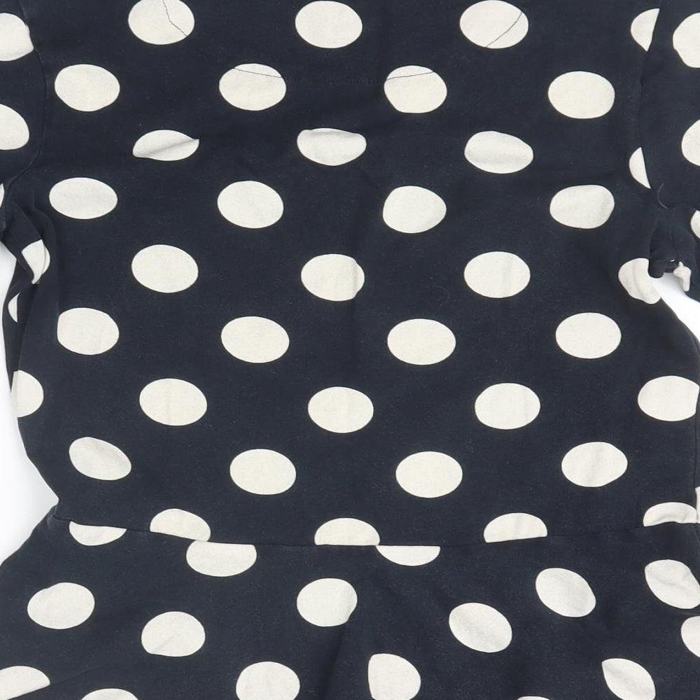 NEXT Womens Blue Polka Dot Basic Blouse Size 10