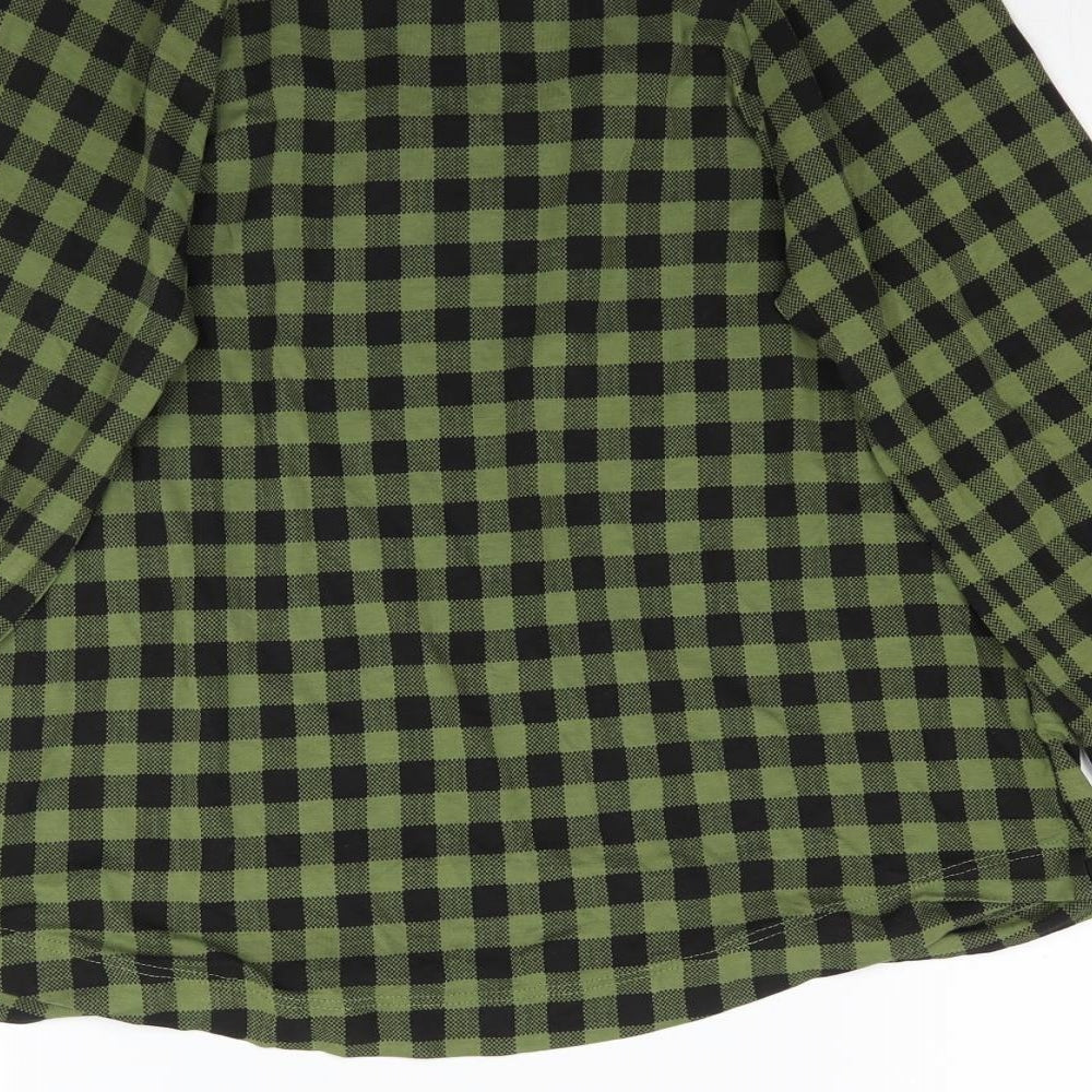NEXT Womens Green Plaid Basic Blouse Size 10
