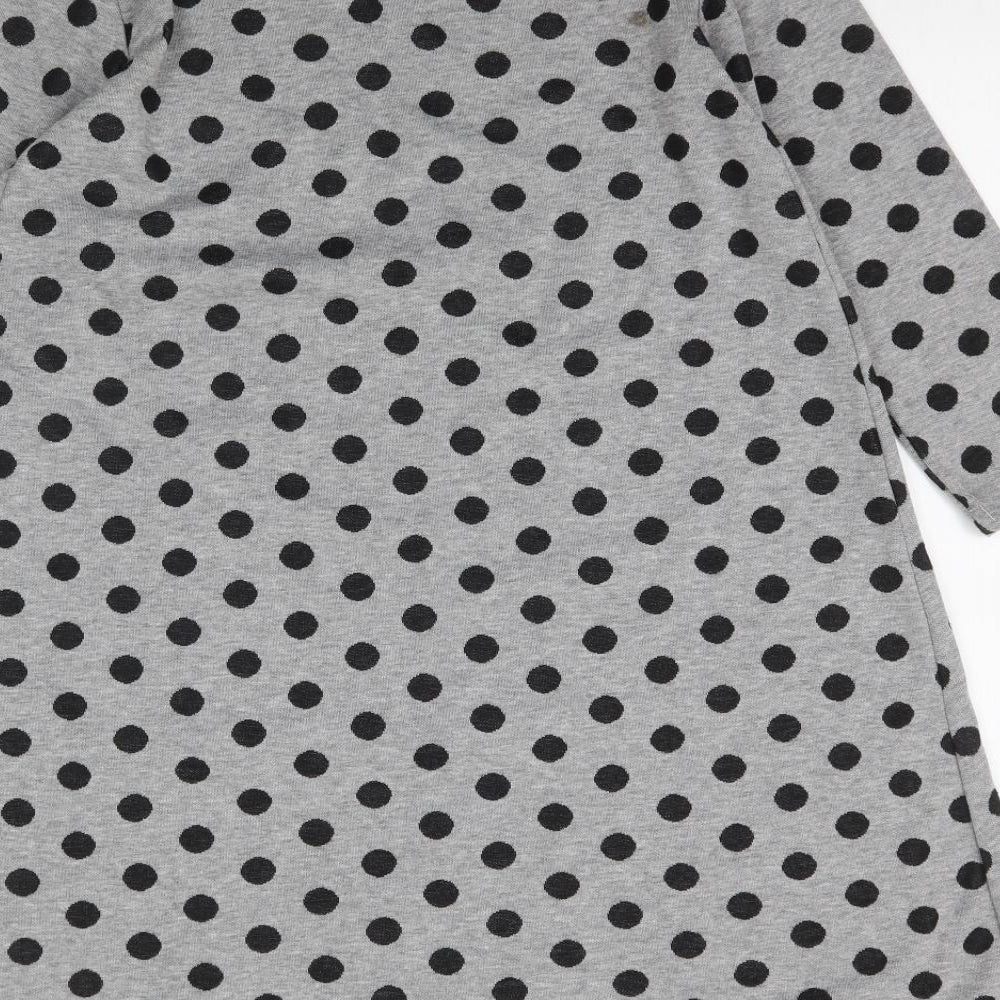 Preworn Womens Grey Polka Dot A-Line Size M