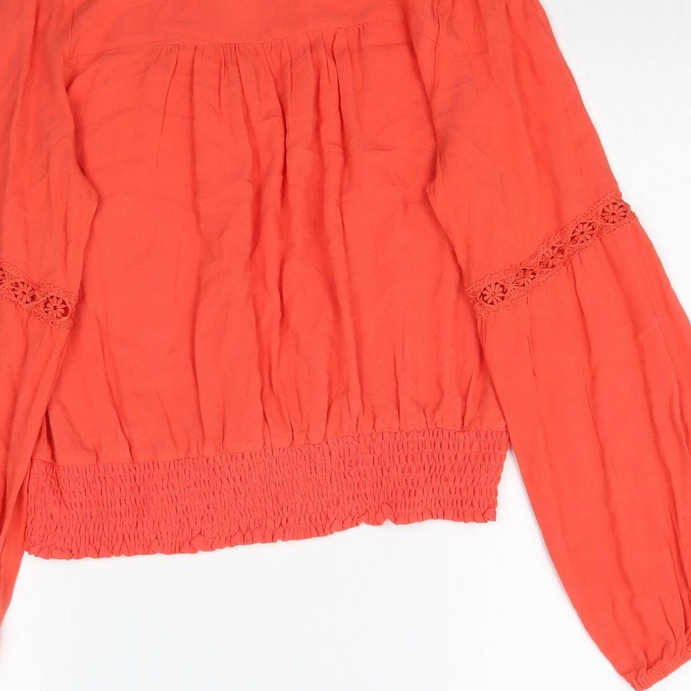 EM Womens Orange Basic Blouse Size M - Coral