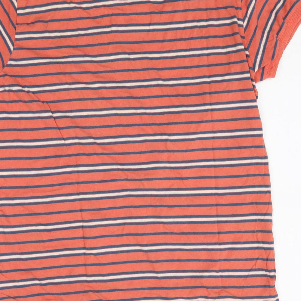 Cedarwood State Mens Orange Striped Polo Size L