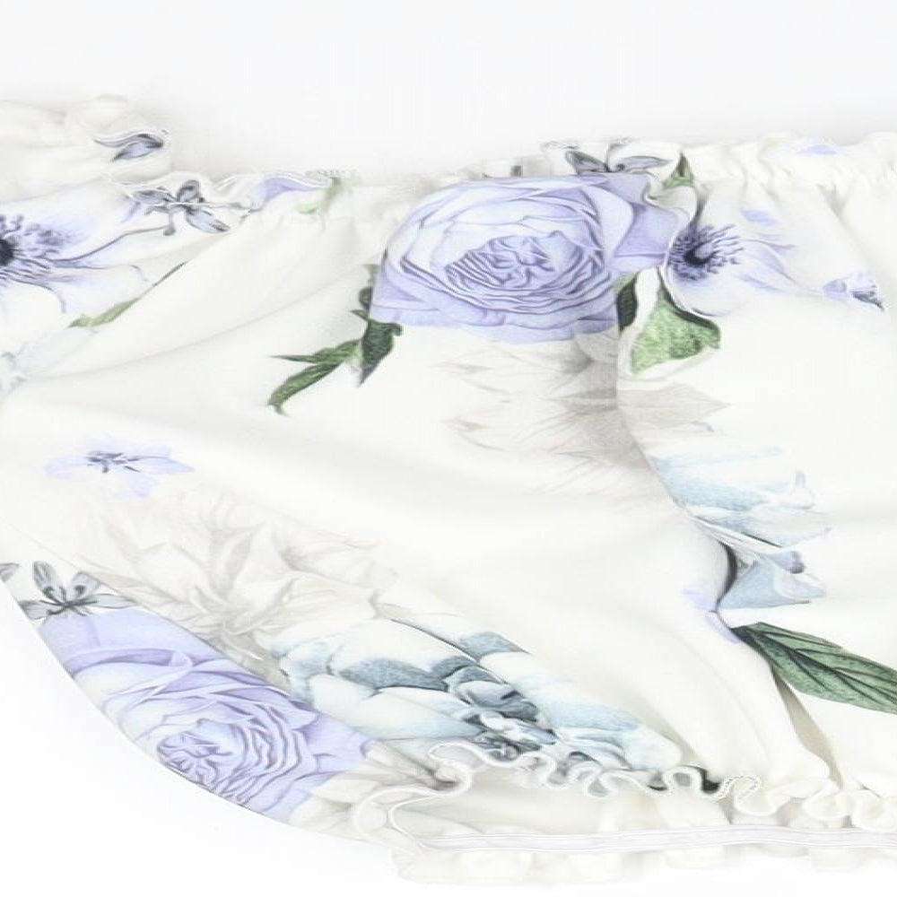 New Look Womens Multicoloured Floral Cropped T-Shirt Size 6