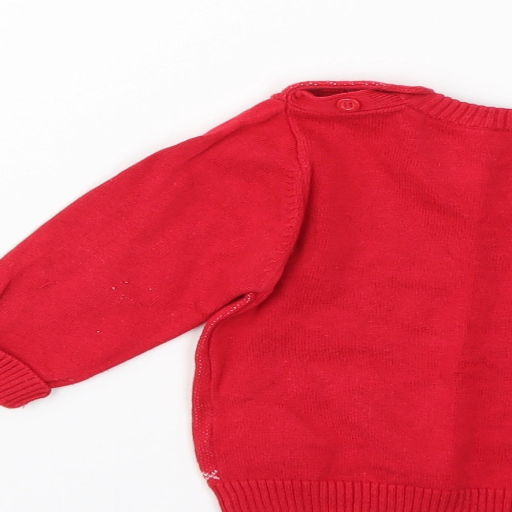 Marks & Spencer Baby Red Geometric Pullover Jumper Size 9-12 Months