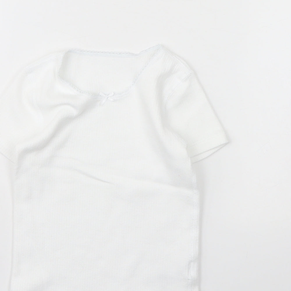 m&s Girls White Basic T-Shirt Size 4 Years