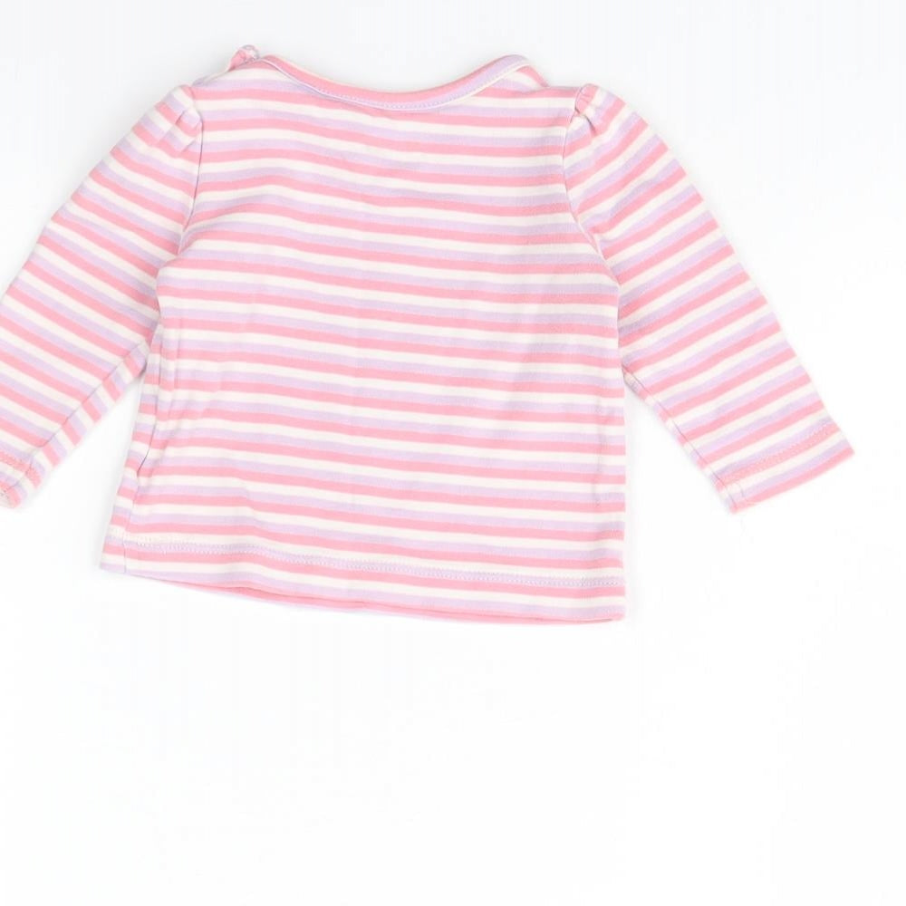 lulipu Girls Purple Striped Basic T-Shirt Size 3-6 Months