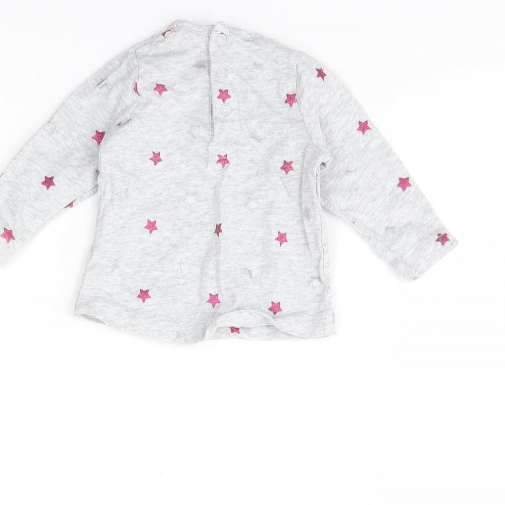 TISSAIA Girls Grey Spotted Basic T-Shirt Size 3-6 Months