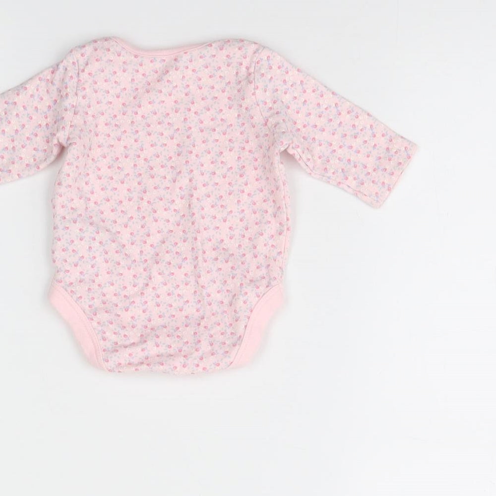 Mothercare Girls Pink Floral Babygrow One-Piece Size 0-3 Months - Up to 1 month