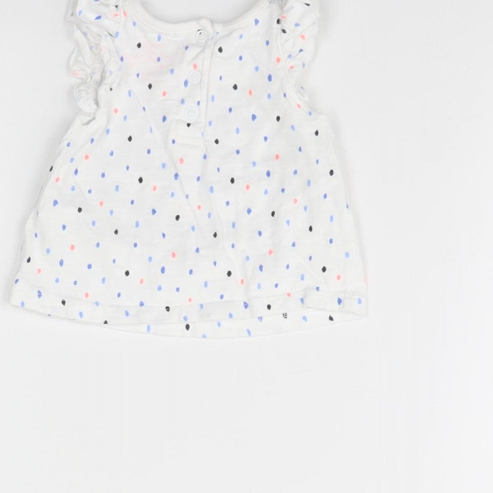 F&F Girls White Polka Dot Basic Tank Size 0-3 Months - Oh happy days