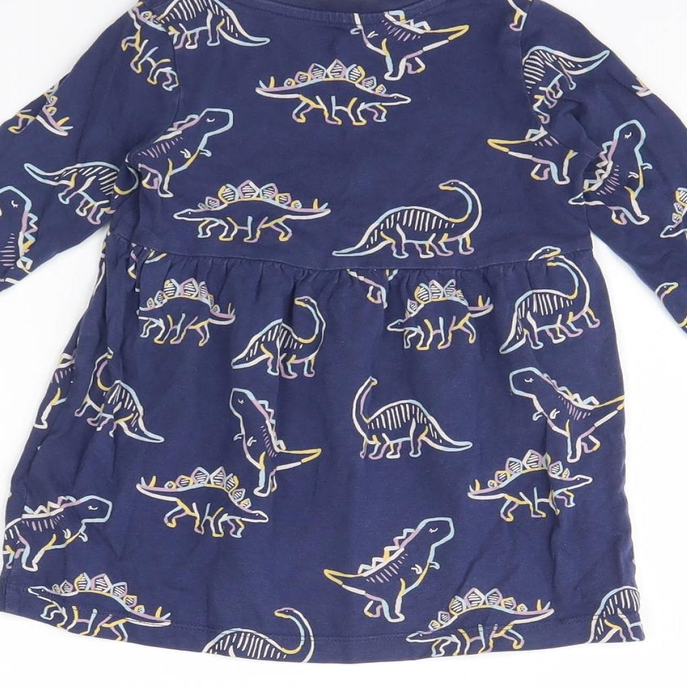 Marks & Spencer Girls Blue Animal Print Fit & Flare Size 18 Months - Dinosaur