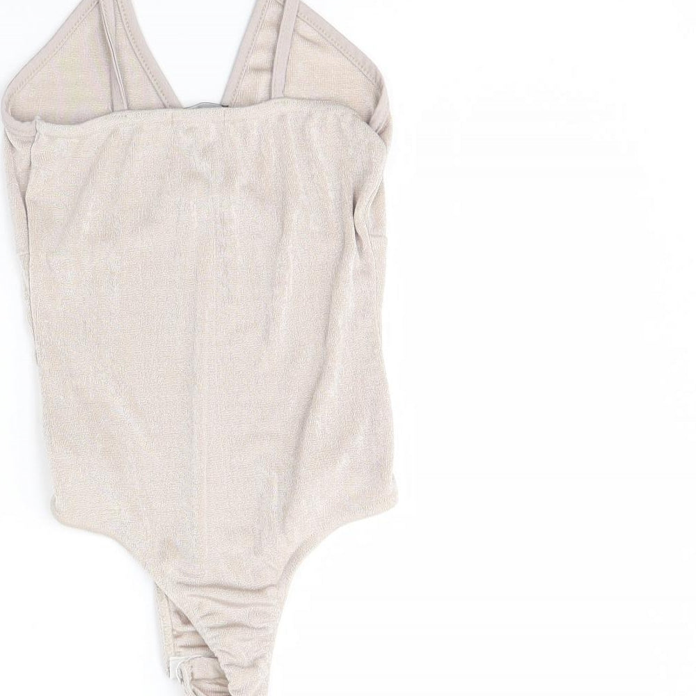 PRETTYLITTLETHING Womens Beige Bodysuit One-Piece Size 10