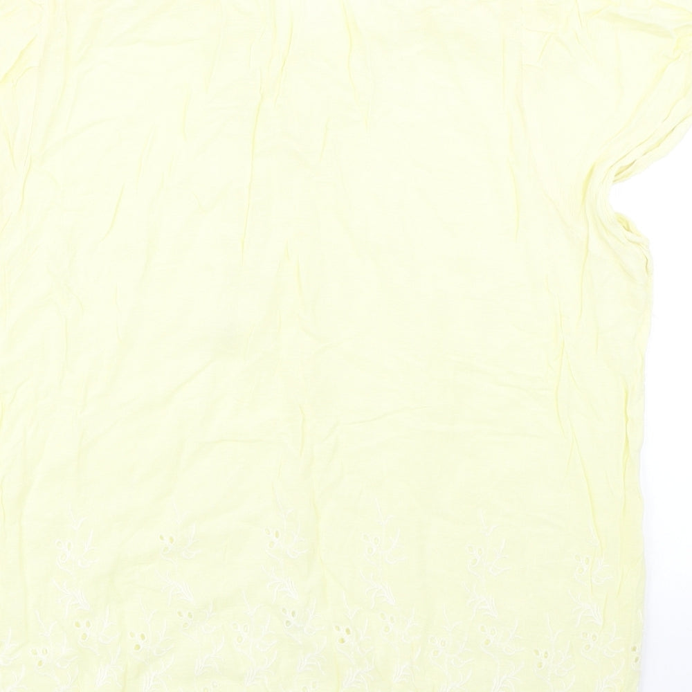 M&Co Womens Yellow Basic Blouse Size 14