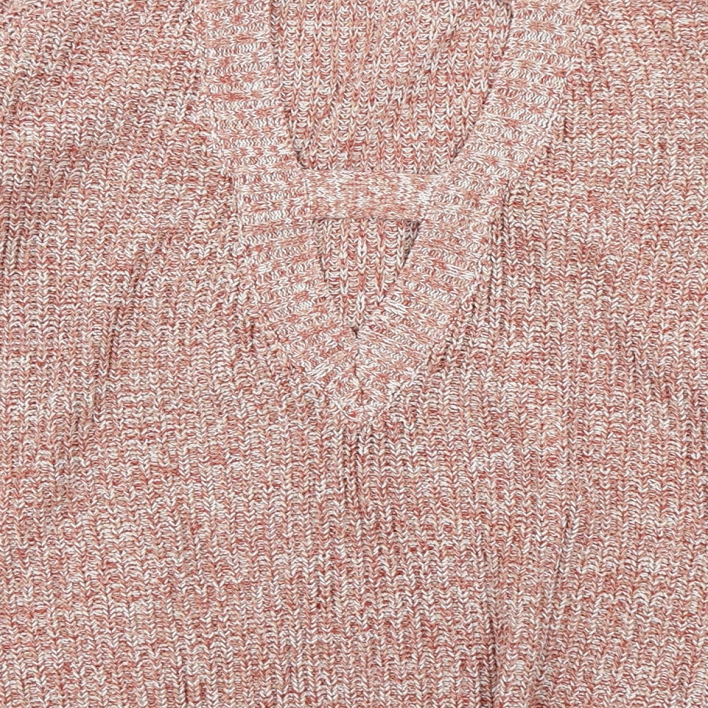V Womens Pink Knit Pullover Jumper Size 14 - Deep V Back