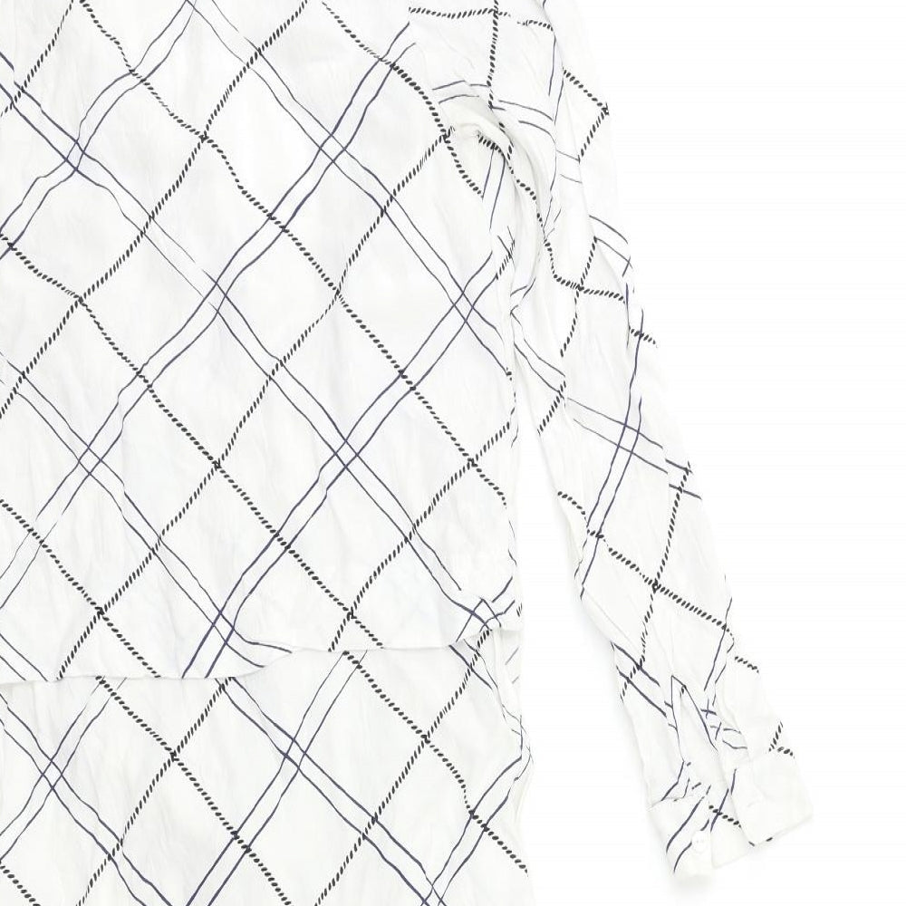 WAREHHOUSE Womens White Check Basic Blouse Size 10
