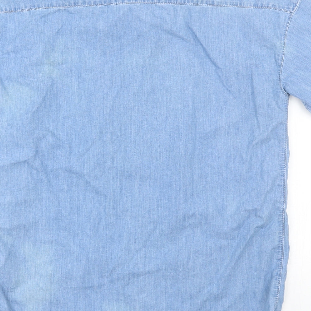 Topman Mens Blue Button-Up Size S