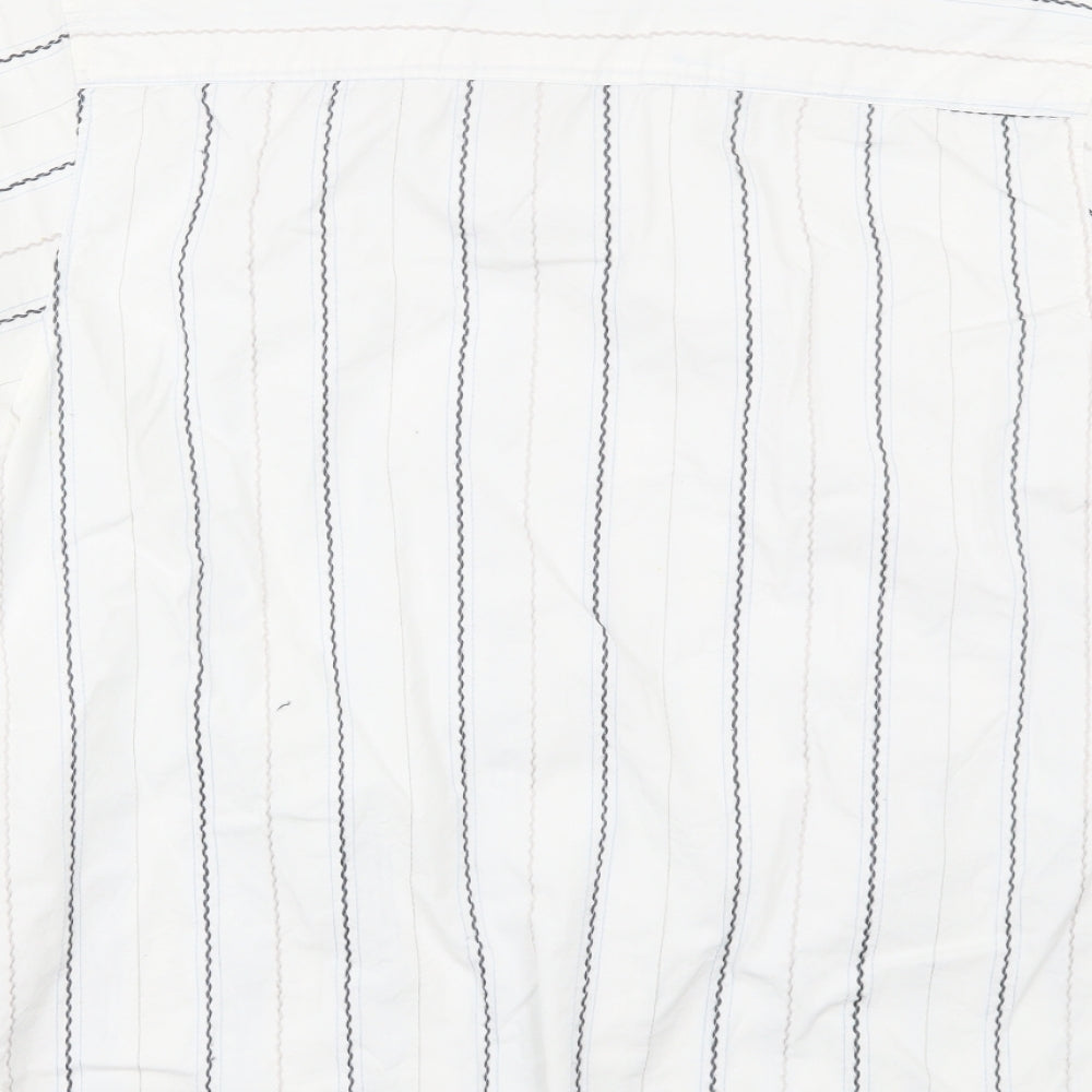 Defined Mens White Striped Button-Up Size L