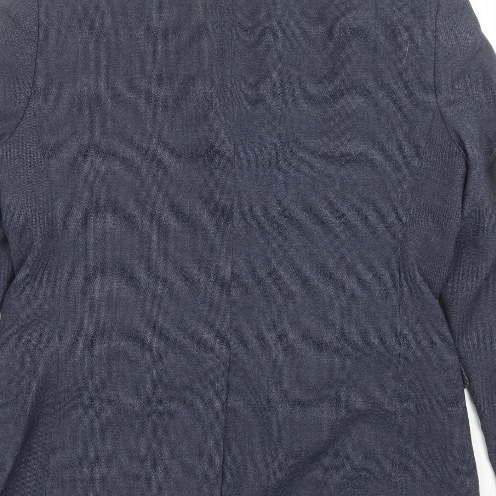 Harry Brown Mens Blue Geometric Jacket Suit Jacket Size 38