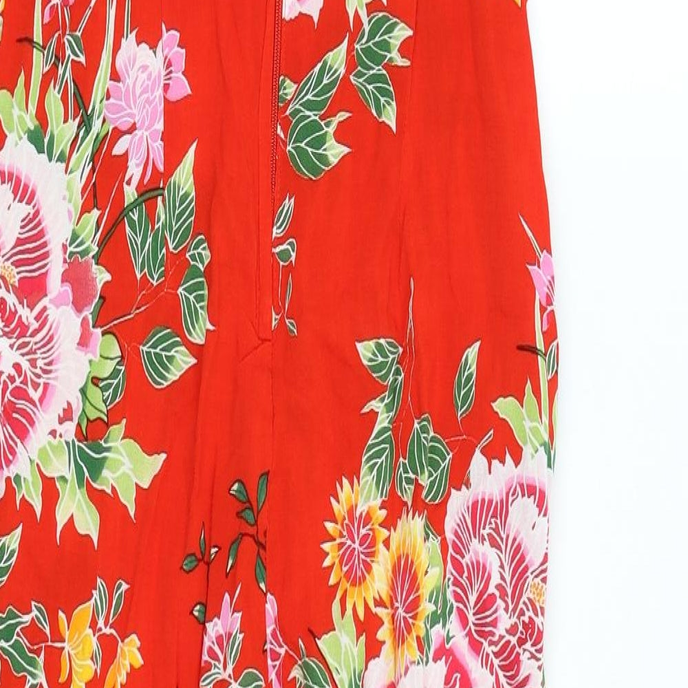 Dorothy Perkins Womens Red Floral Romper One-Piece Size 8 L25 in