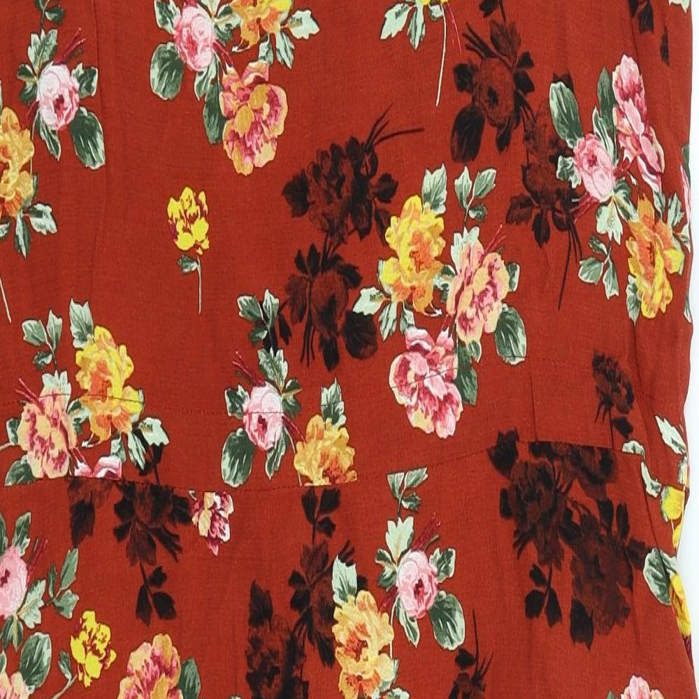 Blue Chameleon Womens Red Floral A-Line Size 12