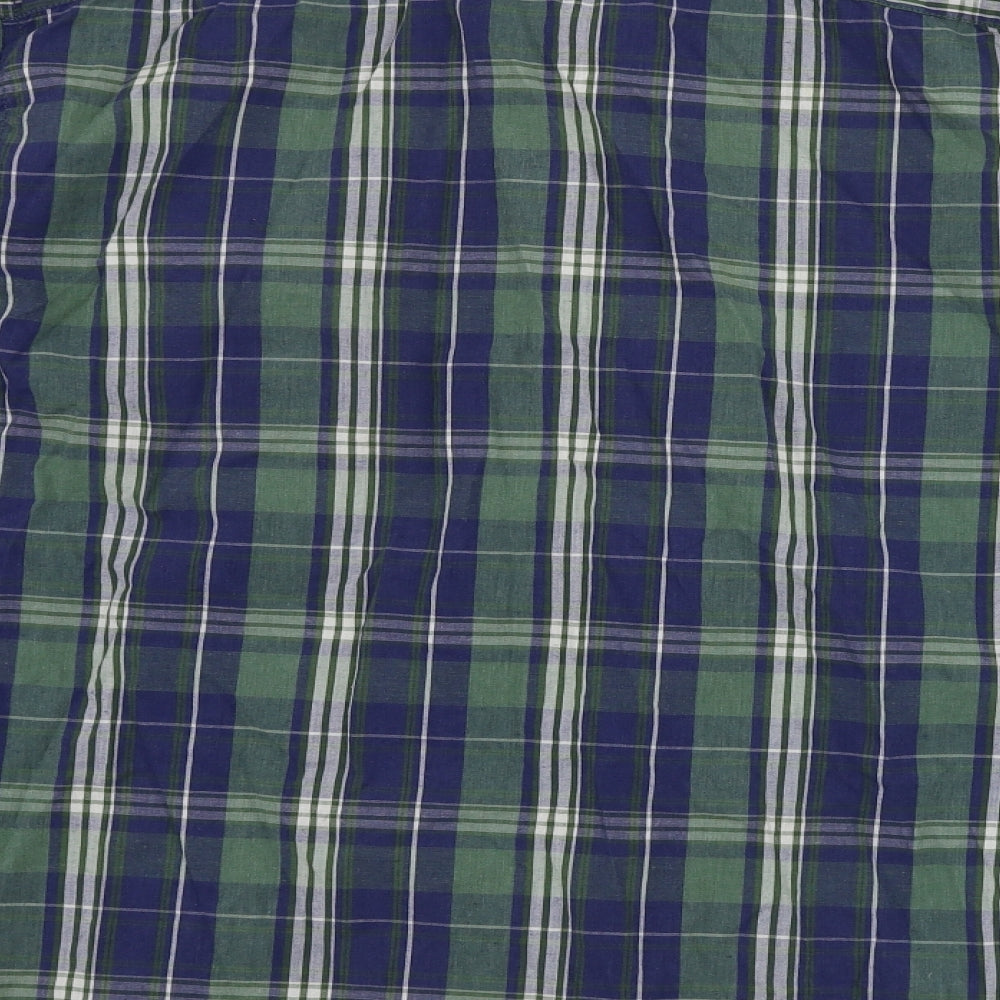 Easy Mens Green Check Button-Up Size M