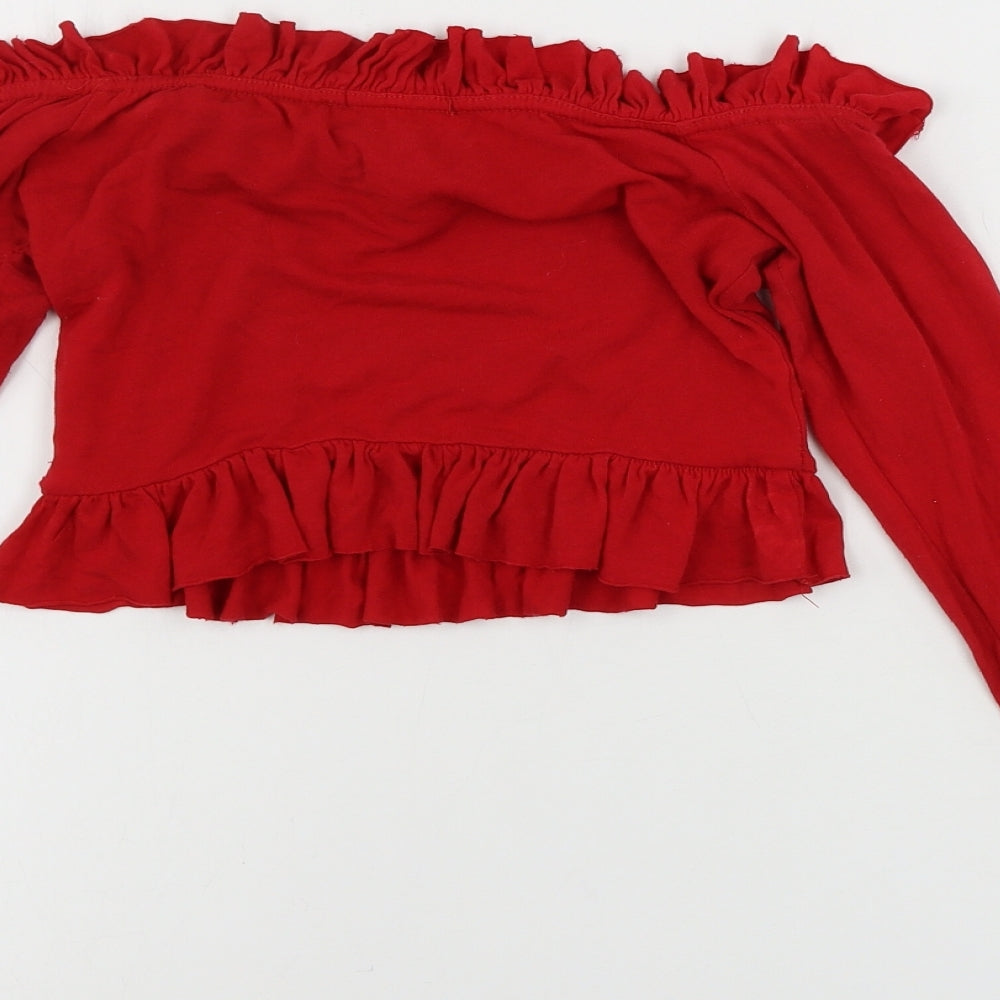 PRETTYLITTLETHING Womens Red Cropped T-Shirt Size 4