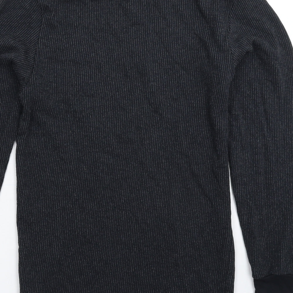 F&F Mens Grey Striped Pullover Casual Size S