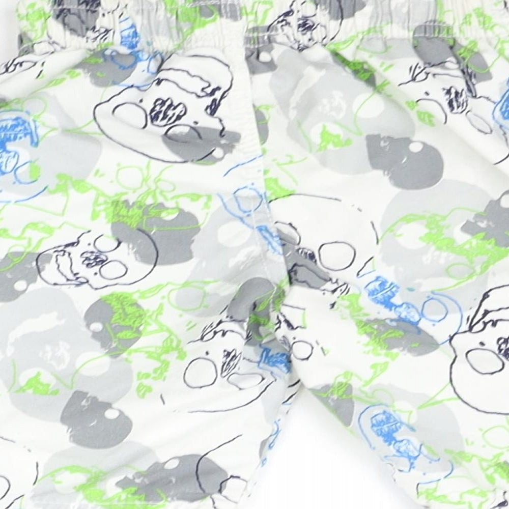 Rebal Boys White Geometric Sweat Shorts Size 2-3 Years - SWIM SHORTS