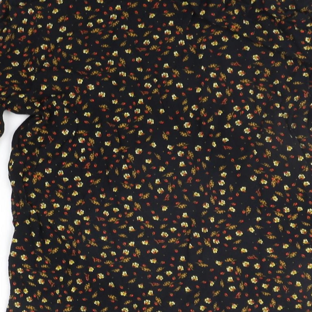 H&M Womens Black Floral Basic Blouse Size 6