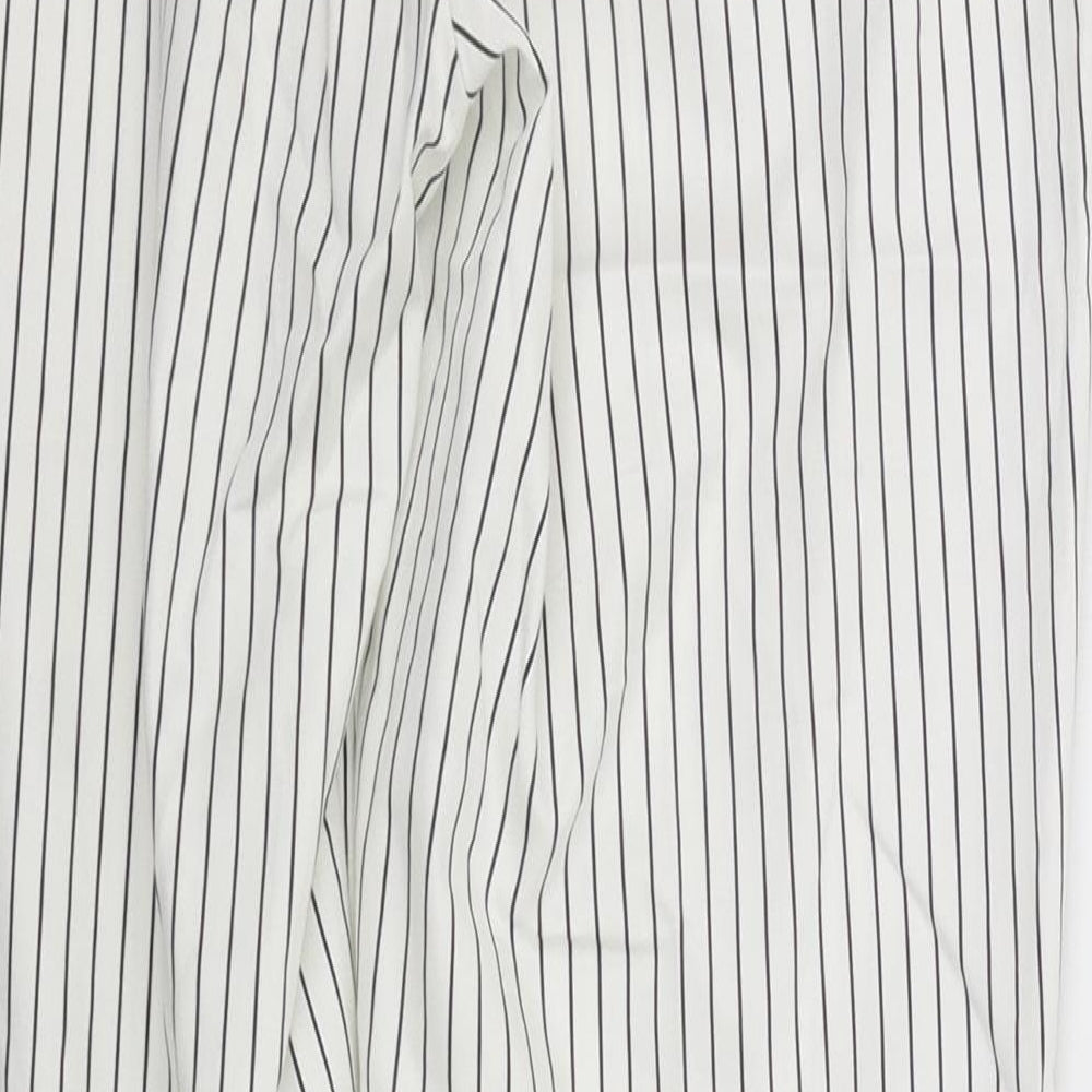 camaieu Womens White Striped Trousers Size 12 L24 in