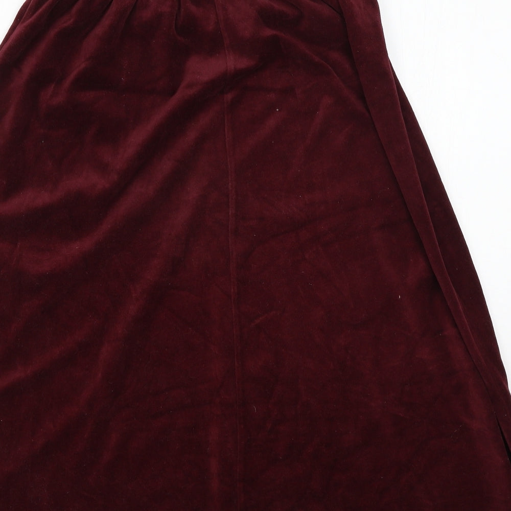 Damart Womens Red Velour Flare Skirt Size 30 in