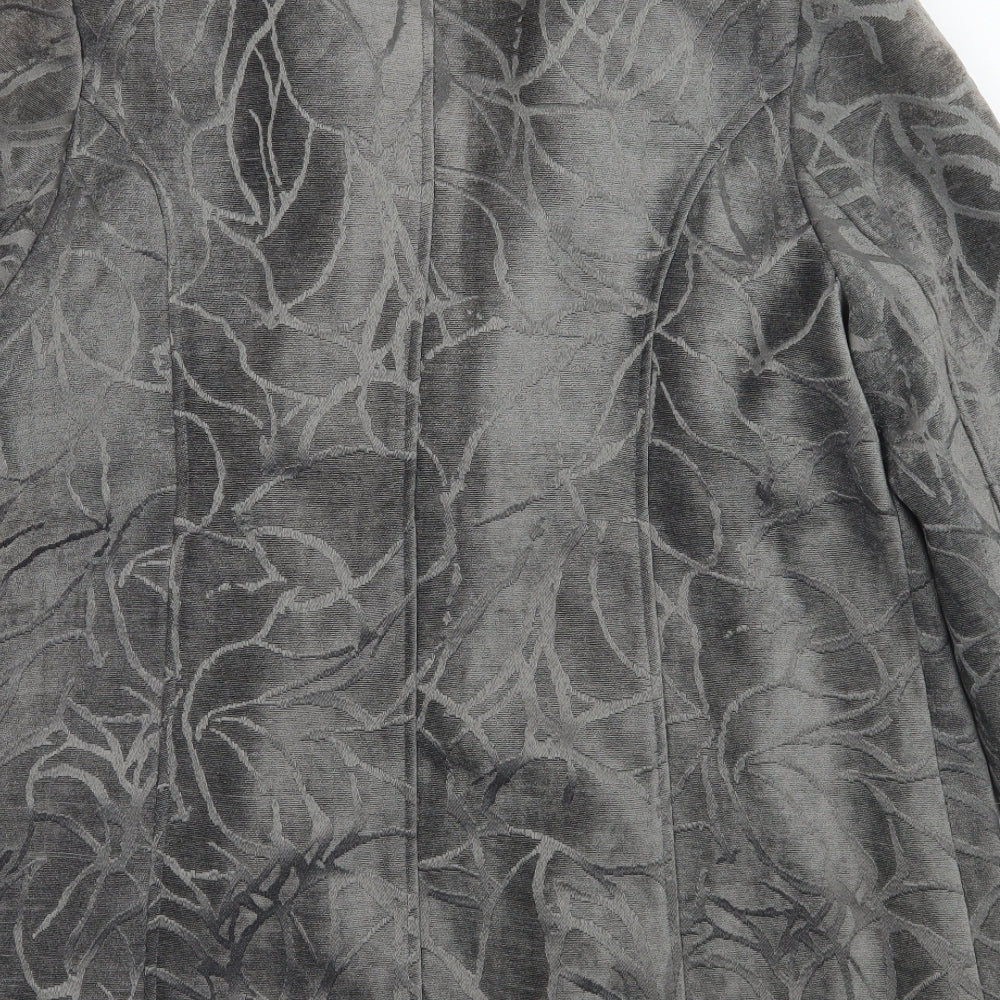 Tigi Womens Grey Floral Jacket Coat Size 10
