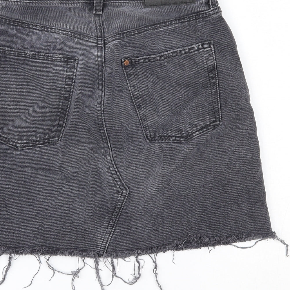 H&M Womens Grey Denim Mini Skirt Size 6