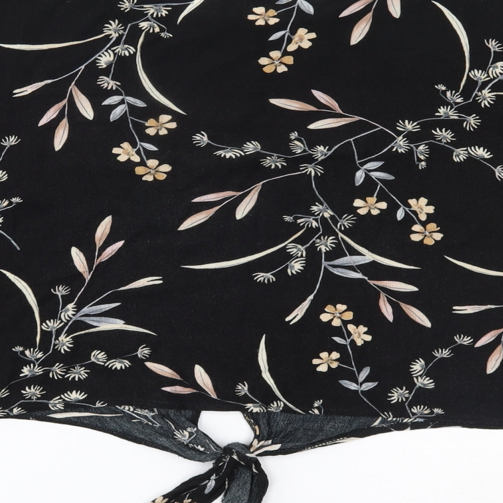 Apricot Womens Black Floral Basic Blouse Size 12