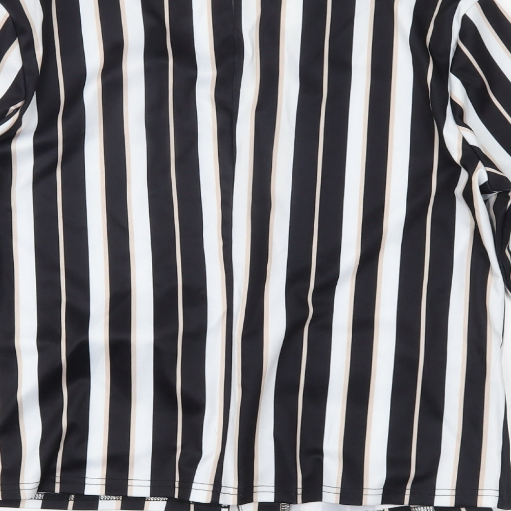 Zeagoo Womens Black Striped Cardigan Jumper Size L