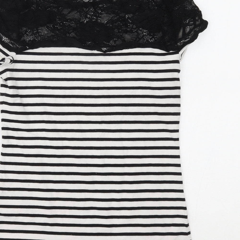 H&M Womens Black Striped Basic Blouse Size S