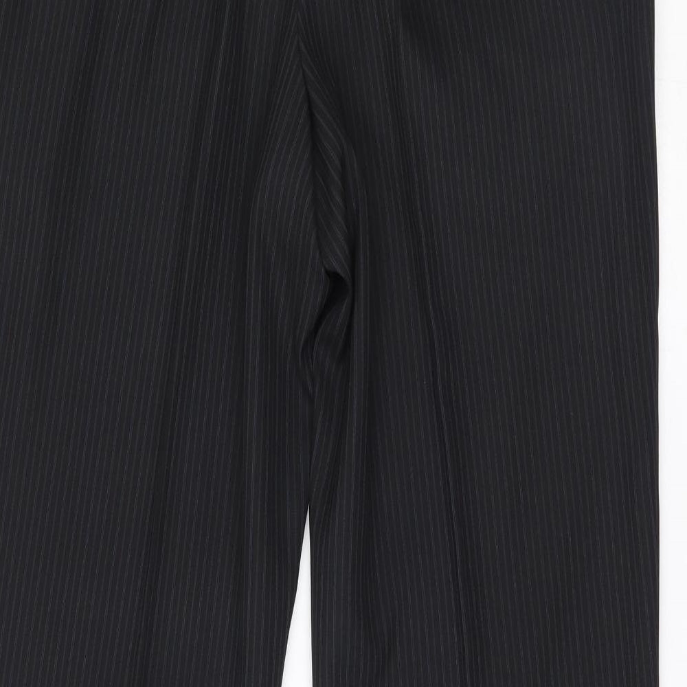 greenwoods Mens Black Striped Suit Trousers Size 35 L29 in