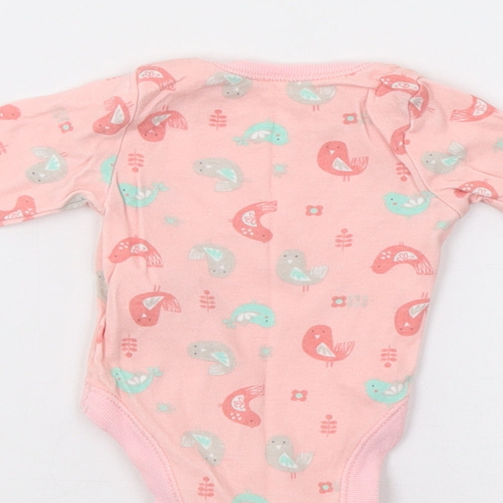 F&F Baby Pink Camouflage Romper One-Piece Size 0-3 Months - Bird Print