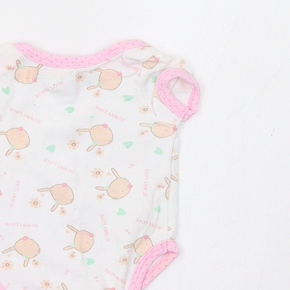 Nursery Rhyme Baby White Romper One-Piece Size 0-3 Months - Bunnies