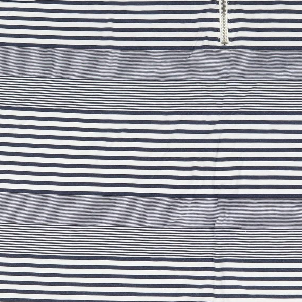 Adini Womens Blue Striped Basic T-Shirt Size M