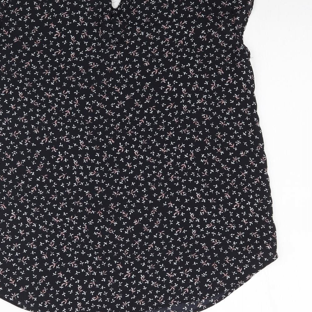Premise Womens Black Floral Basic Blouse Size S