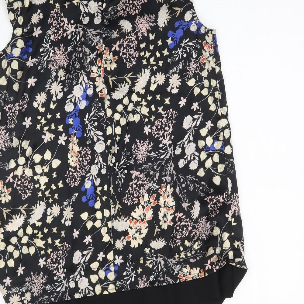 Dorothy Perkins Womens Black Floral Basic Blouse Size 10