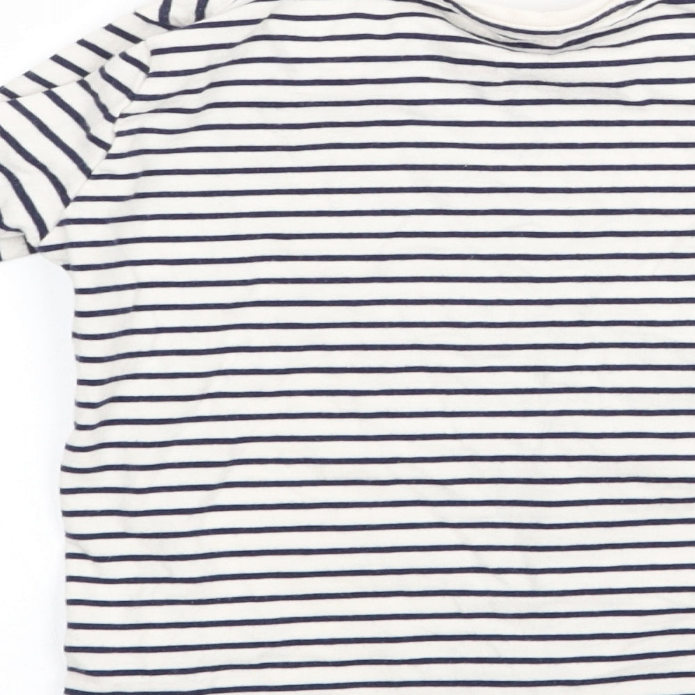 F&F Girls White Striped Basic T-Shirt Size 5-6 Years