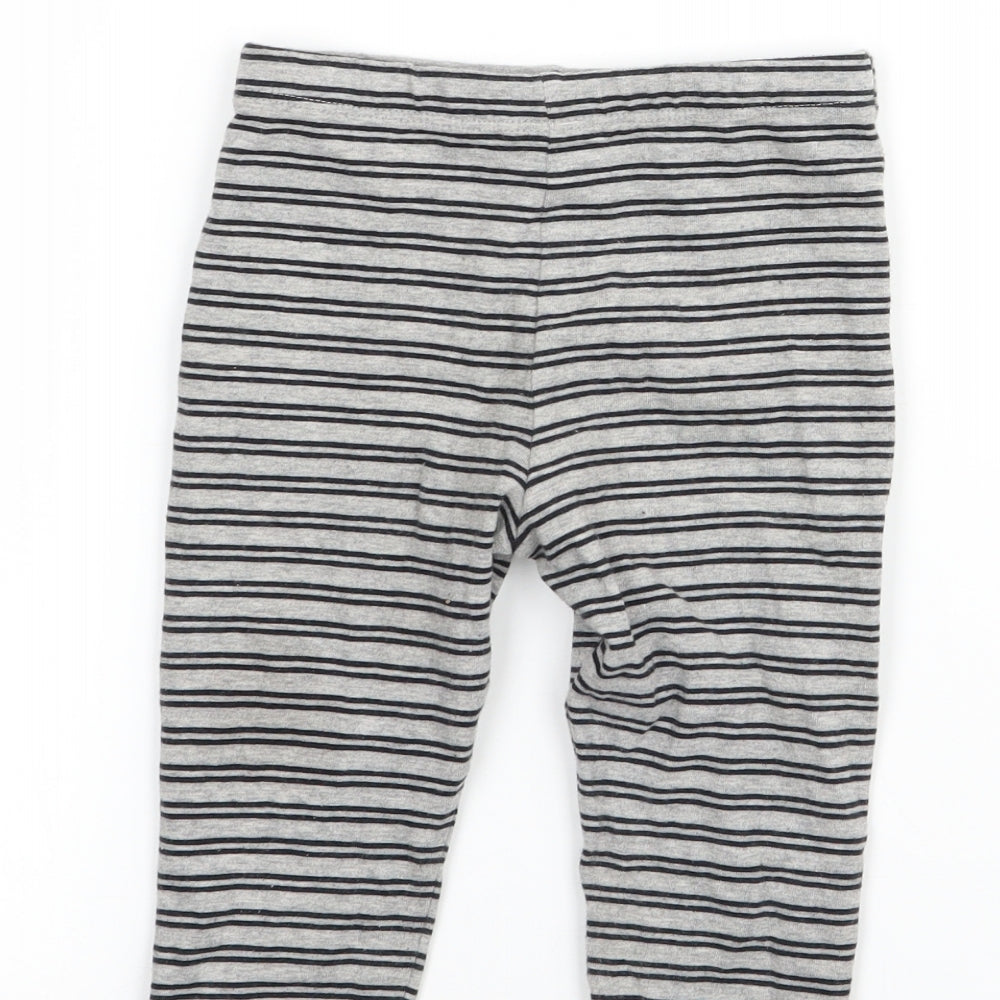 F&F Boys Grey Striped Sweatpants Trousers Size 6-9 Months